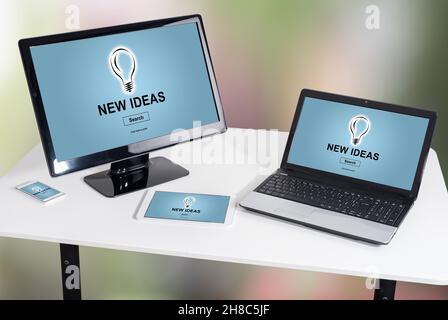 New ideas concept shown on different information technology devices Stock Photo
