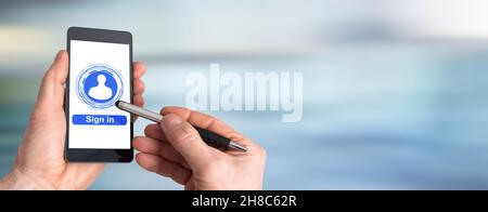 Smartphone screen displaying a sign in concept Stock Photo