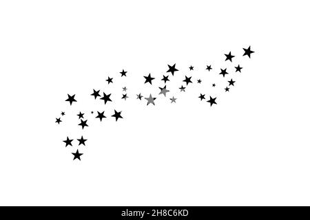 Fireworks star random source stream.  Falling Star. Stars on a white background. Stock Vector