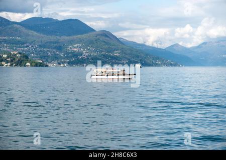 View of a boat on Lago Maggiore Stock Photo