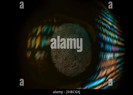 Nice fingerprint on the crumpled background of the code. Abstract computer script code. Software developer code. Stock Photo