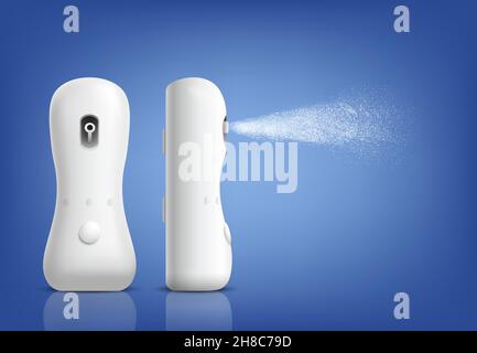 Air freshener spray realistic composition with gradient background and images of room deodorant for bathroom spaces vector illustration Stock Vector