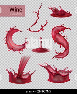 Red flowing liquid splash realistic vector illustration. Shining stream ...