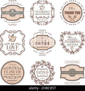 Sweet stickers and vintage labels. Floral elements for wedding invitation  cards Stock Vector Image & Art - Alamy