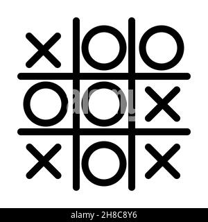 Tic-tac-toe game with cross and circle.  Mini game. Vector illustration. Stock Vector
