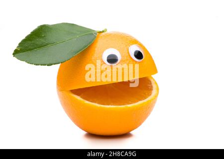 One speaking orange isolated on white background Stock Photo