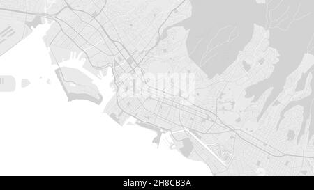 White and light grey Honolulu City area vector background map, streets and water cartography illustration. Widescreen proportion, digital flat design Stock Vector