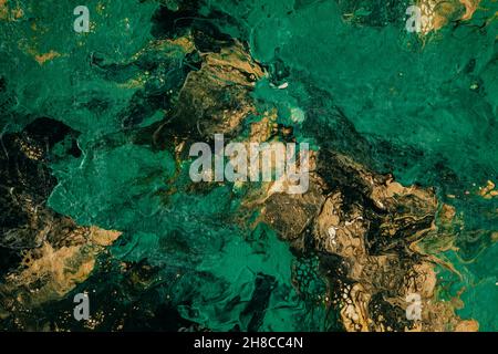 Emerald fluid art abstract background. Beautiful decor for invitation, greeting card, wallpaper. Stock Photo