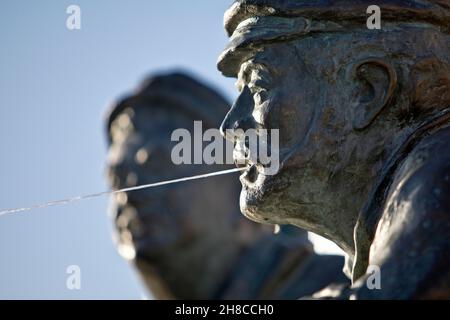 statues Delftspucker at Ratsdelft, Germany, Lower Saxony, East Frisia, Emden Stock Photo
