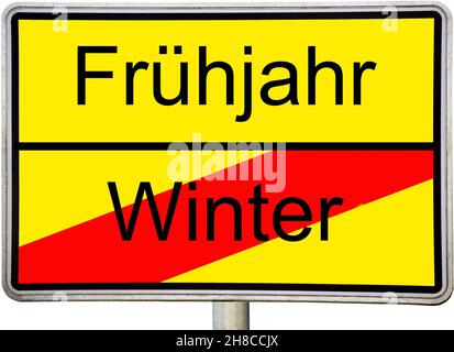 city limit sign Fruehjahr / Winter, spring / winter, Germany