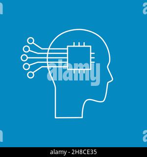 Artificial intelligence and machine learning line icon Stock Vector