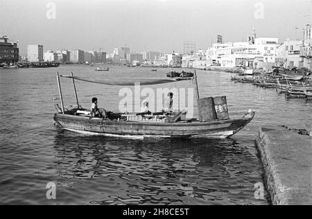 Dubai Creek - Old harbour, June 1976 Stock Photo