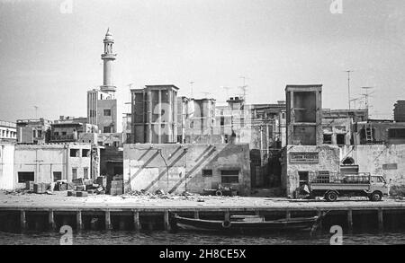 Dubai Creek - Old harbour, June 1976 Stock Photo