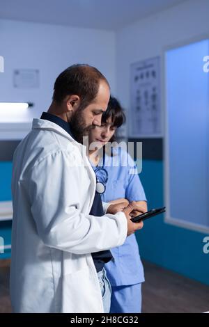 The Doctor Working Night Shift In Hospital After Long Hours Stock Photo 