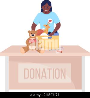 Volunteer at work semi flat color vector character Stock Vector
