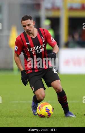 Milan, Italy, 28th November 2021. Mike Maignan of AC Milan reacts ...