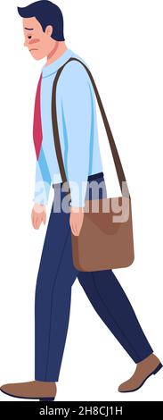 Tired corporate worker semi flat color vector character Stock Vector