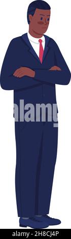 Boss with crossed arms semi flat color vector character Stock Vector