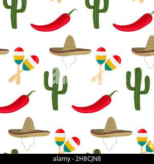 Pattern in Mexican style on a white background Stock Vector