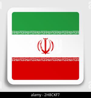 IRAN flag icon on paper square sticker with shadow. Button for mobile application or web. Vector Stock Vector