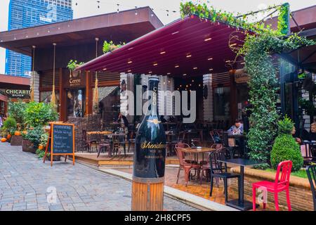 Restaurant terraces, Kalaja e Tiranës, Tirana Castle, Tirana, Albania Stock Photo