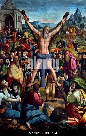 Martyrdom of Saint Andrew by Antonio Semini and Teramo Piaggio, 1532, Italy, Italian. Stock Photo