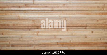 Natural authentic mat of horizontal bamboo texture striped background Stock Photo