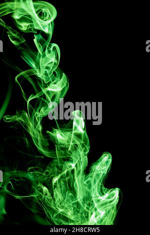 Green color abstract smoke on black background Stock Photo