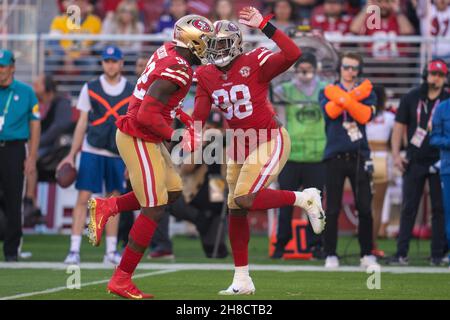 San Francisco 49ers celebrate their third quarter goal line stance that  stopped a Cincinnati Bengals scoring threat from within the one-yard-line,  on a fourth down situation, during Super Bowl XVI in Pontiac