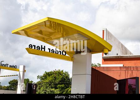 Waynesboro, Ga USA - 07 01 21: McDonalds drive thru roof Stock Photo