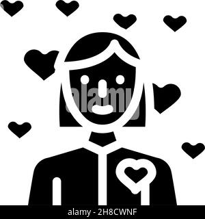 girl in love glyph icon vector illustration Stock Vector