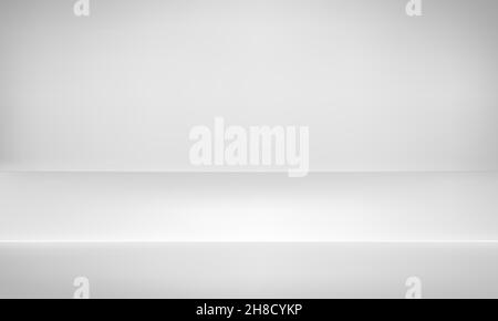 Empty white realistic studio. Simple showroom interior design. Vector illustration Stock Vector