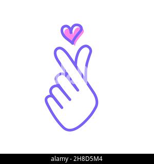 K pop love symbol. Korean symbol hand heart Stock Vector