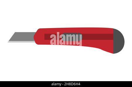 Red cutter knife isolated isolated on white background Stock Vector