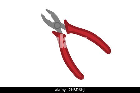 Red hand pliers isolated on white background Stock Vector