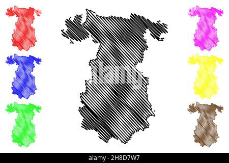 Gadag district (Karnataka State, Republic of India, Belgaum division) map vector illustration, scribble sketch Gadag map Stock Vector