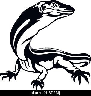 Varanon - Reptiles of the wild. Wildlife stencil. Pet and tropical animal. Vector stencil. Stock Vector