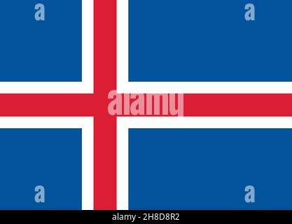 National flag of Iceland with official colors and proportions. Stock Vector