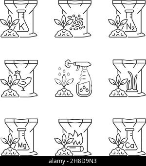 Granular fertilizers linear icons set for dark and light mode Stock ...