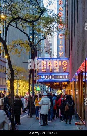 Radio City Music Hall is a popular destination at Christmas season in New York City, USA Stock Photo