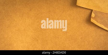 Vintage old paper texture. Brown retro background with copy space, banner Stock Photo