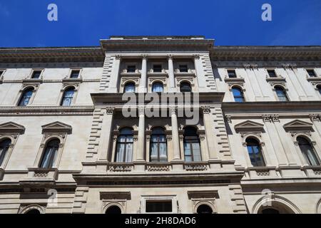 Her Majesty's Treasury. London landmark, UK -  The Exchequer, also known as Her Majesty's Treasury building. Stock Photo