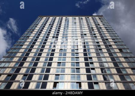 SHEFFIELD, UK - JULY 10, 2016: St Paul's Tower at Arundel Gate street in Sheffield, Yorkshire, UK. The upscale residential skyscraper is the tallest b Stock Photo