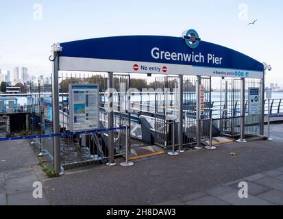 Greenwich Pier entrance Stock Photo