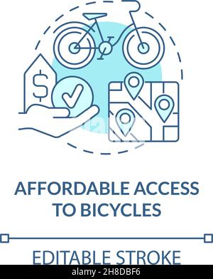 Affordable access to bicycles blue concept icon Stock Vector
