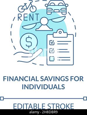 Financial savings for individuals blue concept icon Stock Vector