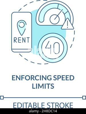 Enforcing speed limits blue concept icon Stock Vector