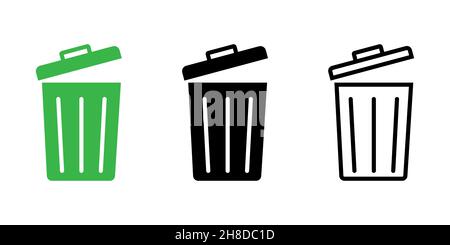 Trash bin icon set simple design Stock Vector
