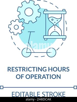 Restricting hours of operation blue concept icon Stock Vector