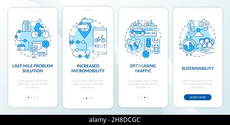 Scooter sharing advantages onboarding mobile app page screen Stock Vector
